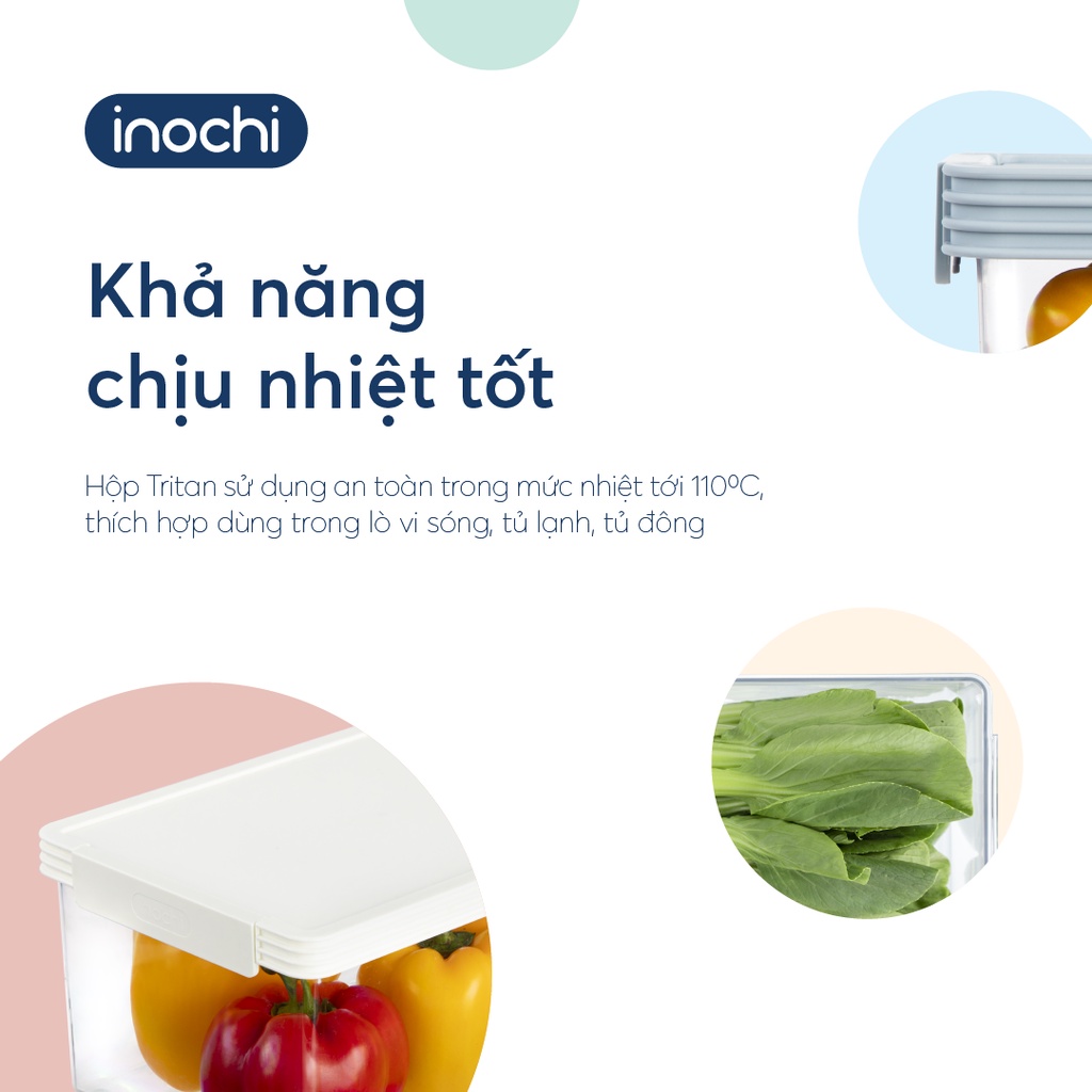 Hộp thực phẩm tritan chữ nhật Hokkaido 500-1000-2000-3500 và 5L - Chính hãng INOCHI - Tiêu chuẩn nhật bản