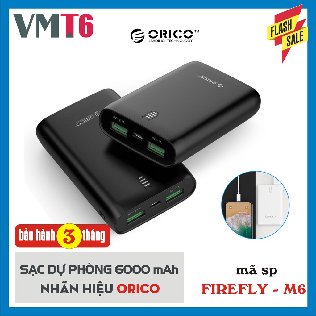 Sạc dự phòng Orico Firefly M6 6000mAh
