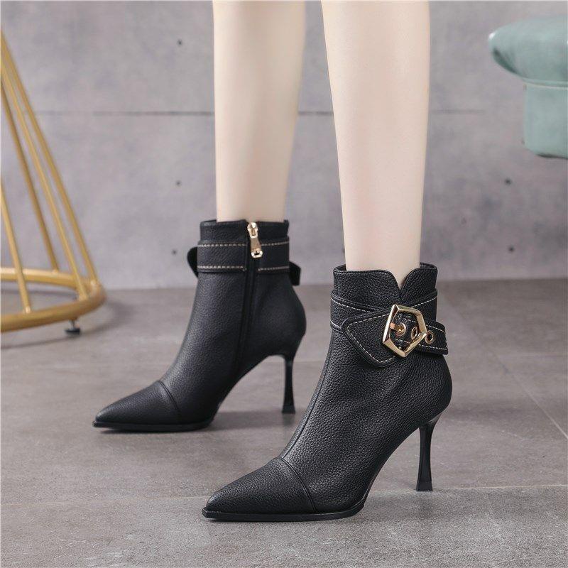 Giày boot Cao Gót Mũi Nhọn Thiết Kế Mới Thời Trang Mùa Đông Dành Cho Nữ