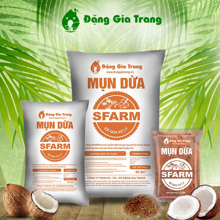 GIÁ THỂ MỤN DỪA ĐÃ QUA XỬ LÝ SFARM - Bao 50dm3