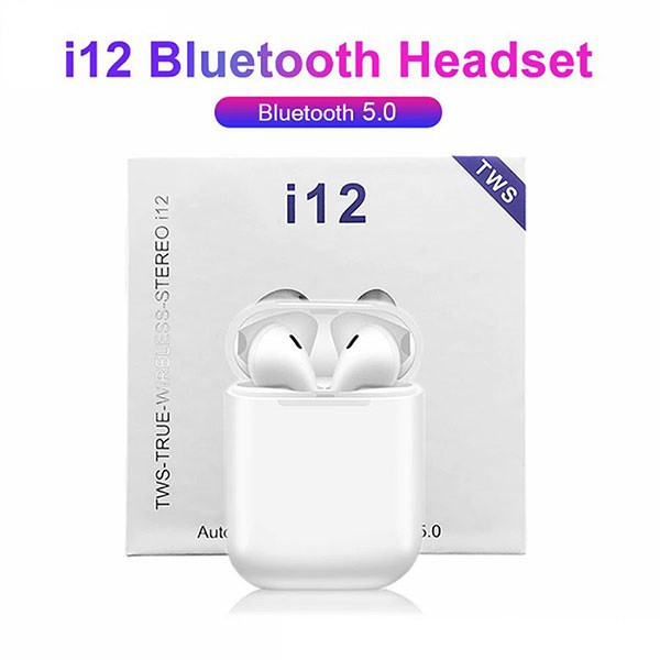 Tai Nghe Bluetooth 5.0 i12 TWS - Cảm Biến Vân Tay, Chất Âm Êm, Âm Bass Chắc - Chính Hãng