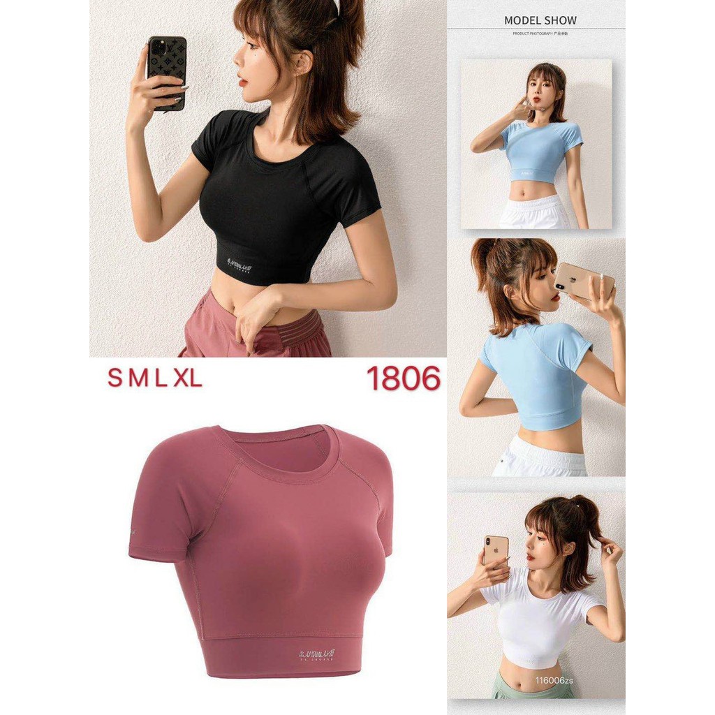 Áo tập gym nữ , yoga cộc tay, áo croptop chất thun gân Hàng Nhập Cao Cấp (45-65kg)_BR39