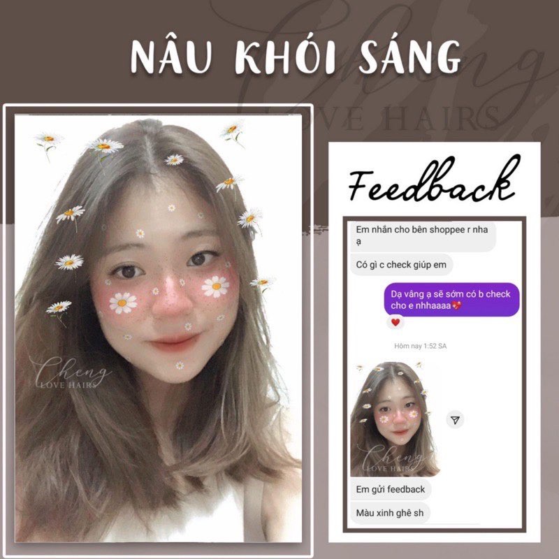 Thuốc nhuộm tóc Nâu khói sáng không tẩy lên từ nền tóc đen tặng kèm oxy trợ nhuộm và găng tay | BigBuy360 - bigbuy360.vn