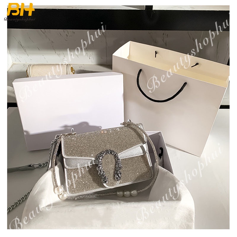 Túi Xách Đeo Vai / Kẹp Nách Hình Vuông Cỡ Nhỏ Đính Ngọc Trai Thời Trang Mới 2022 Cho