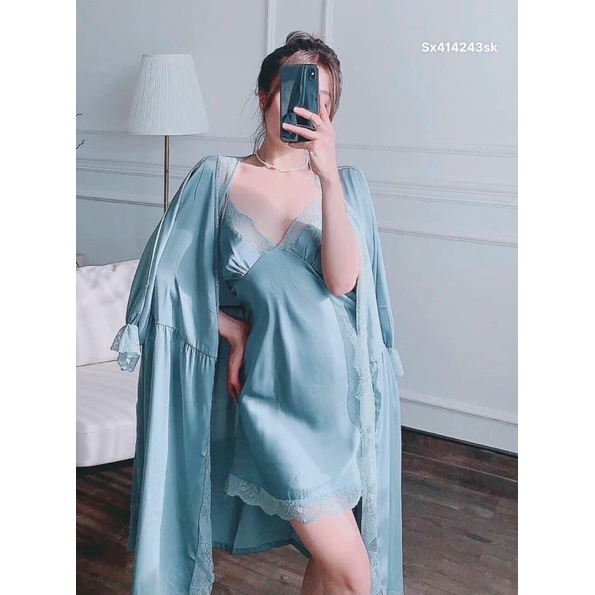 Sét Đầm Ngủ Ren Quyến Rũ, Váy Ngủ Có Đệm Kèm Choàng Lụa Cao Cấp Sẵn Tại NAMI STORE | BigBuy360 - bigbuy360.vn