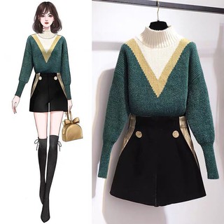 Bộ Trang Phục Hai Mảnh Áo Sweater Dệt Kim Dáng Ôm Size Lớn Thời Trang Mùa Thu Dành Cho Phụ Nữ 200 Tuổi