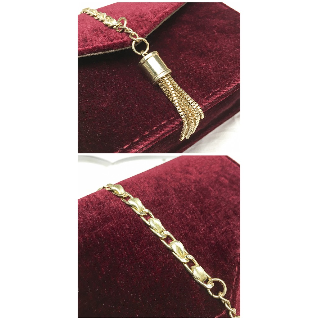 Túi Đeo Chéo Vải Nhung Mềm Mại Phối Khóa Tua Rua