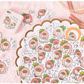Hộp 45 miếng sticker mẫu cô bé dâu tây