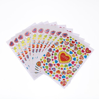 (1k)Set 10 tấm sticker, miếng dán hoa lá, mặt cười, tim