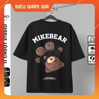 Áo thun Mikenco Mikebear unisex in hình 5D, áo phông mikenco gấu, tay lỡ cotton 100% HOT HÈ 2022