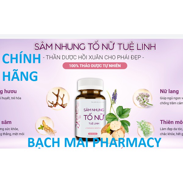 (CHÍNH HÃNG) Viên uống SÂM NHUNG TỐ NỮ TUỆ LINH (Lọ 30 viên) THẦN DƯỢC HỒI XUÂN cho phái đẹp