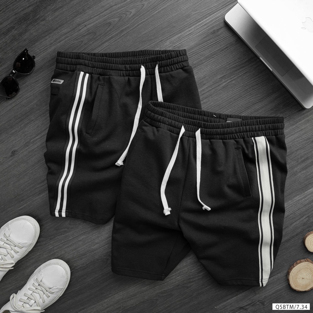 Quần short lửng nam chất liệu nỉ mịn, thân phối sọc cá tính 8659