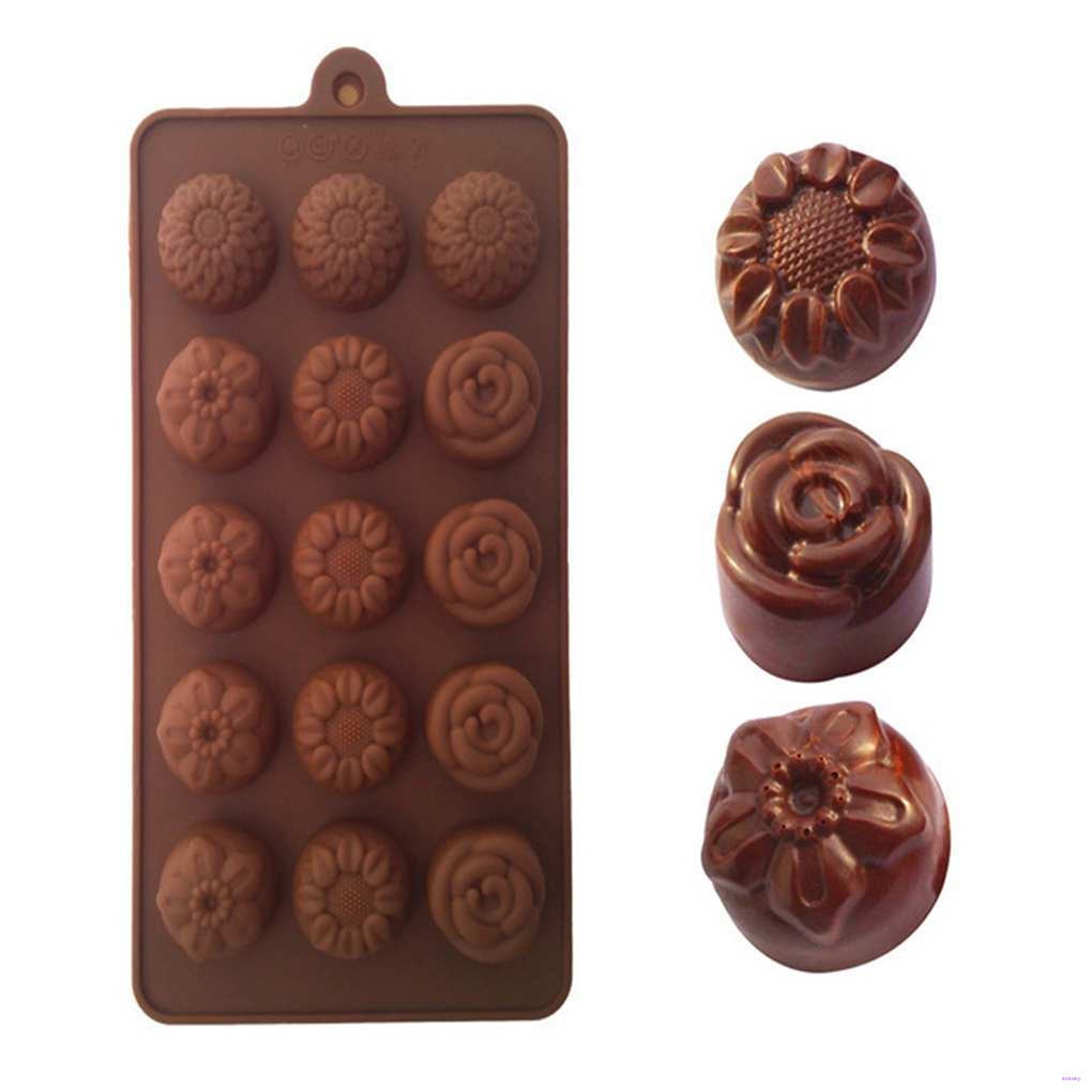 Khuôn silicone làm bánh fondant 15 ô hình hoa