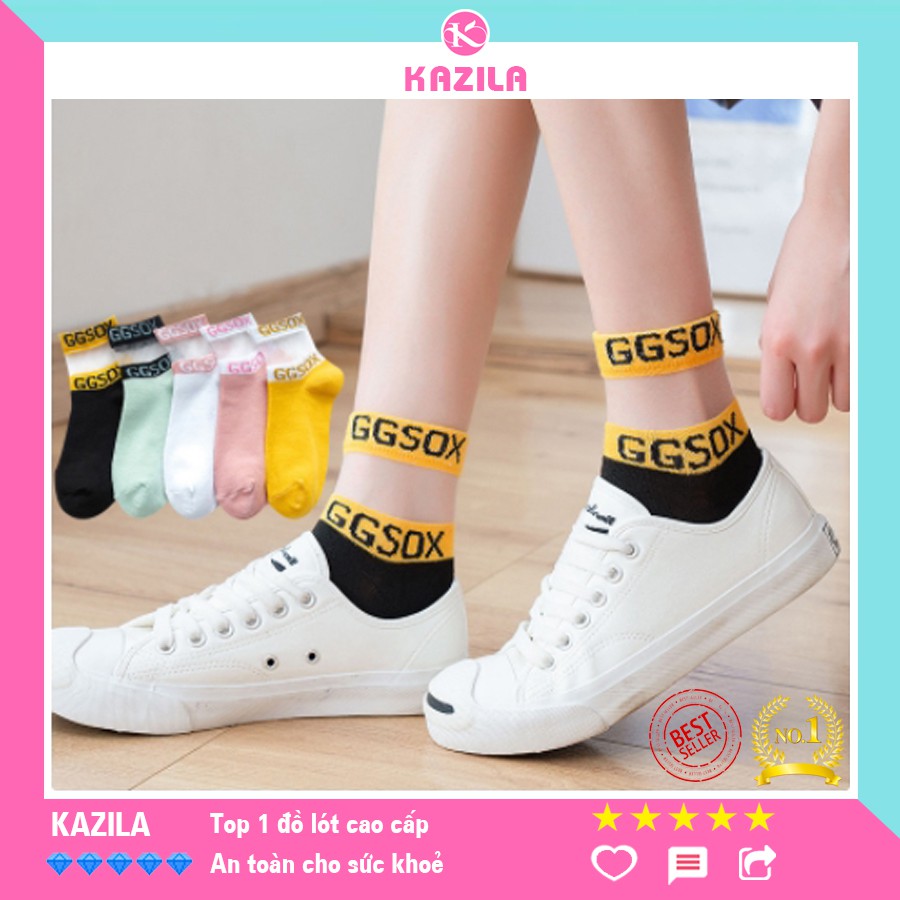 Tất nữ (vớ nữ) GGSOX cổ phối lưới lụa phong cách Hàn Quốc, tất vớ nữ cute đi giày thể thao siêu đẹp Kazila T3