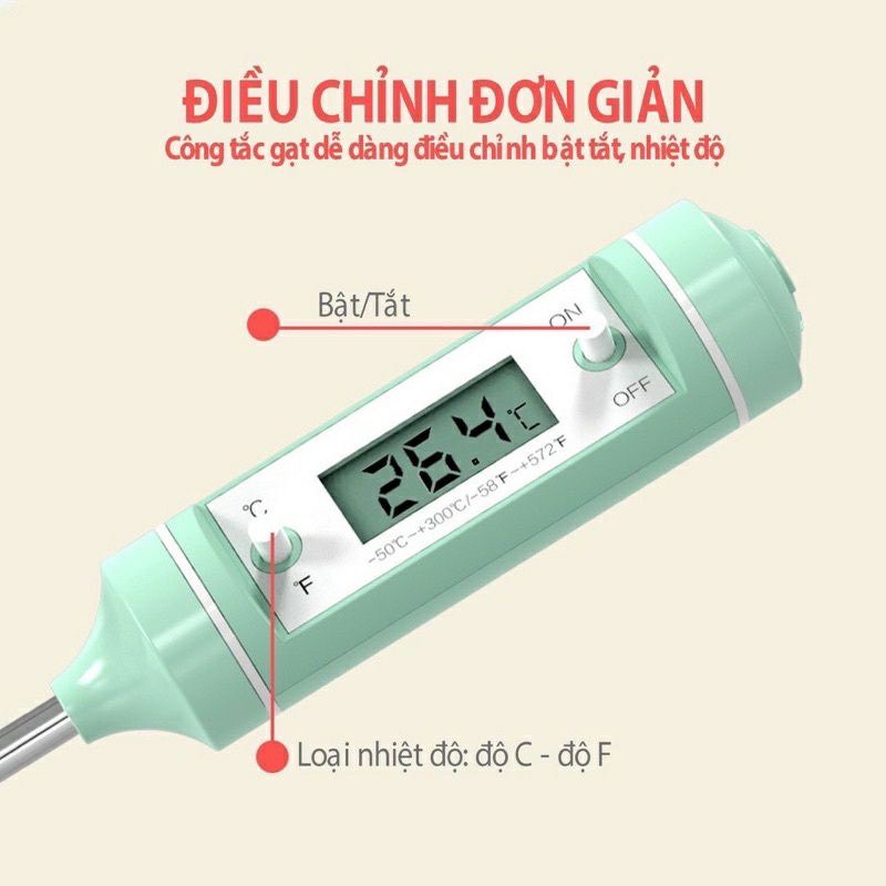 Nhiệt Kế Đa Năng Kichilachi Đo Nước Pha Sữa, Cháo, Thực Phẩm Cho Bé