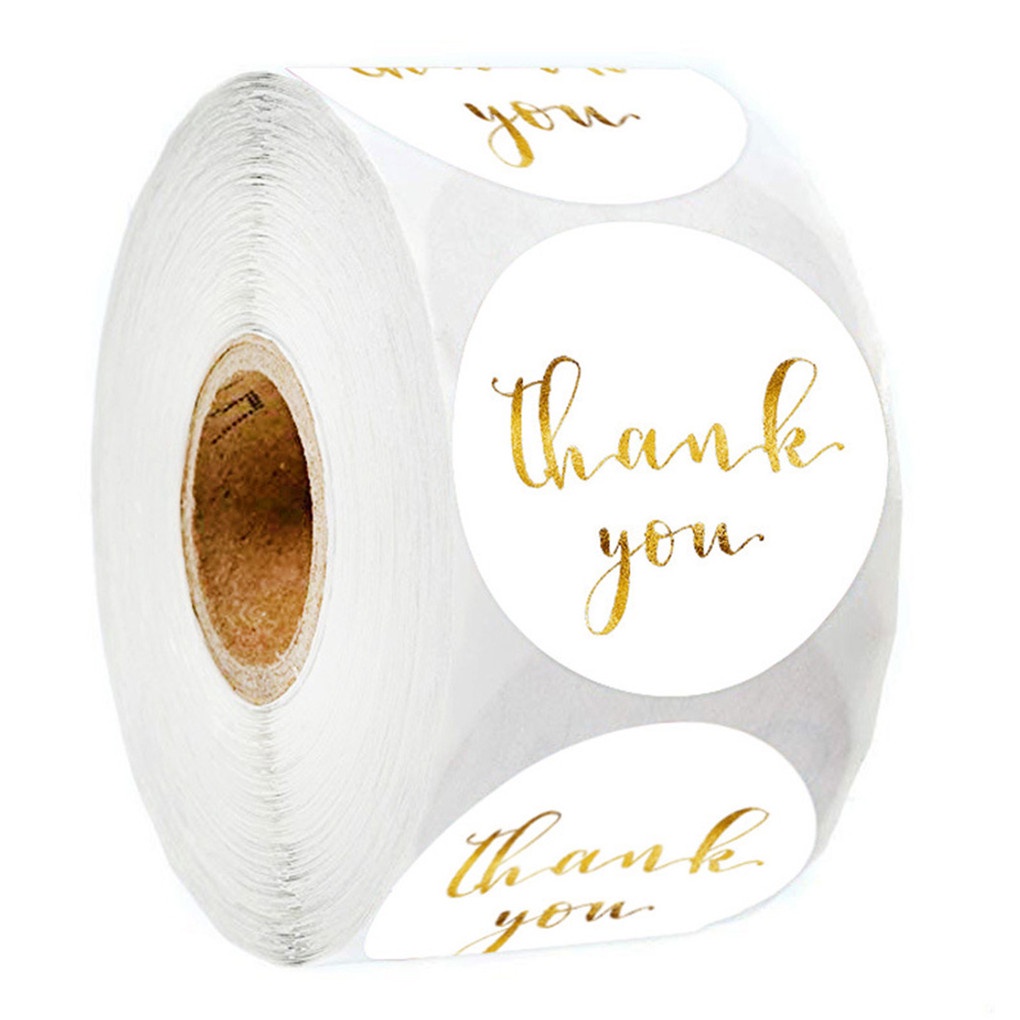 [Choosewho1] 500Pcs/Roll Thank You Hot Stamping Stickers Self Adhesive Round Sealing Labels Decal Baking Gift Decor