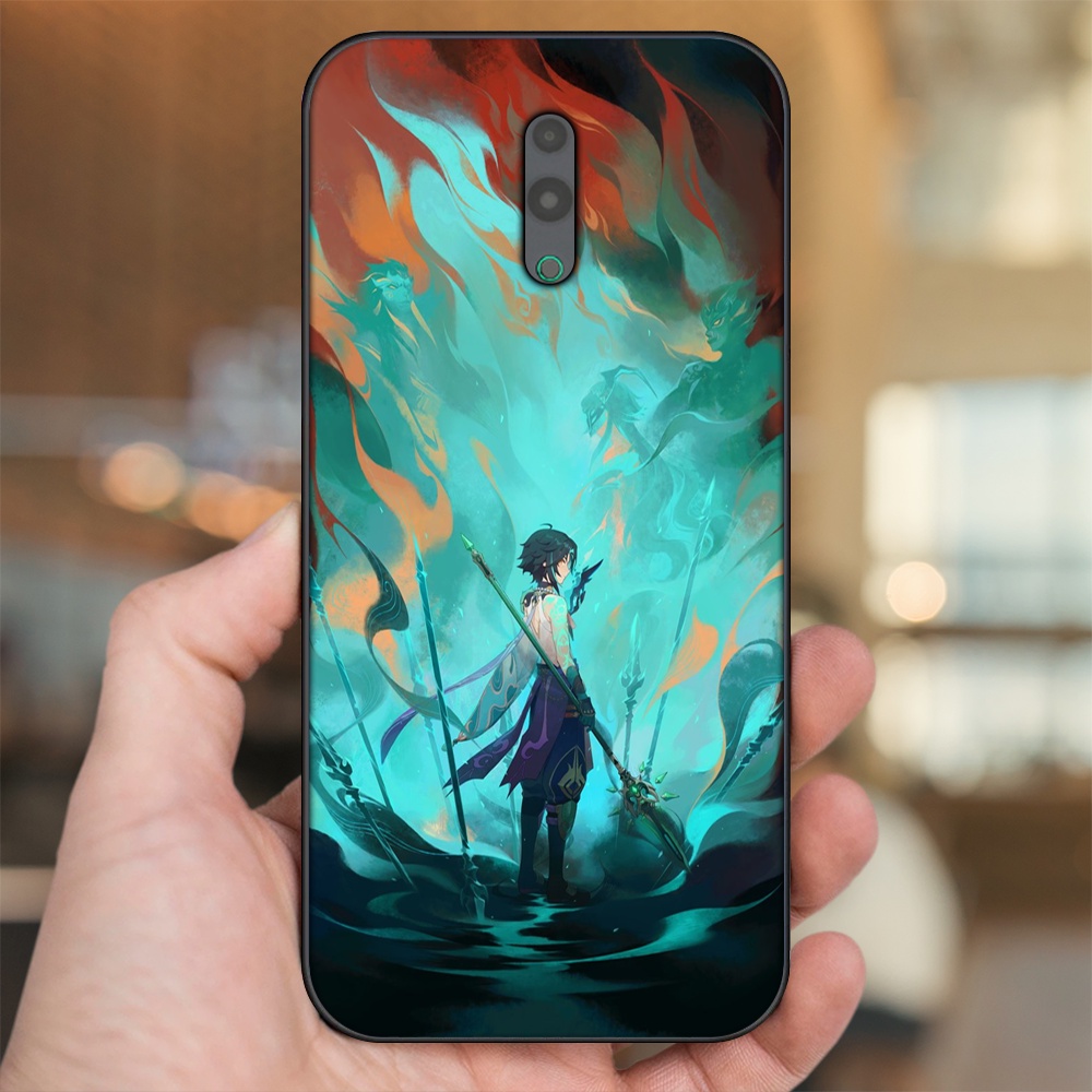 Ốp lưng Oppo Reno viền đen in hình Xiao Genshin Impact