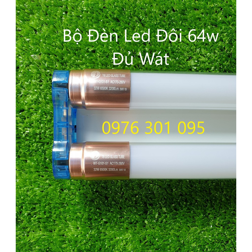 Bộ led đôi 1m2 64w siêu sáng (1 máng & 2 bóng) [Đủ Wat]