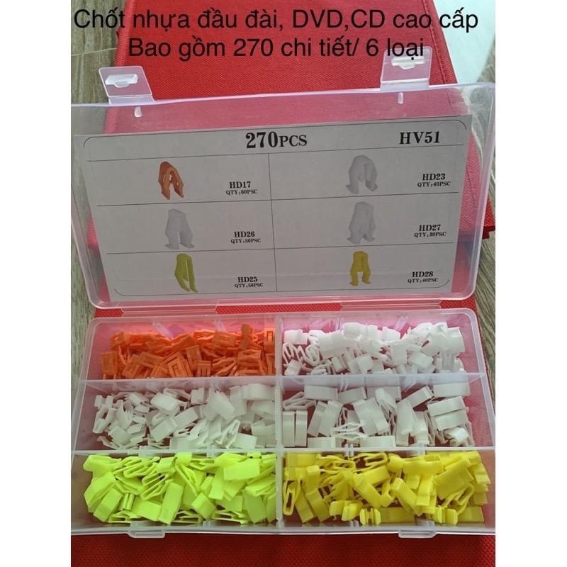 BỘ CHỐT KẸP CHUYÊN DÙNG CHO ĐẦU DVD,CD Ô TÔ CAO CẤP ( 1 BỘ SẢN PHẢM GỒM 270 CHỐT/ 6 LOẠI )