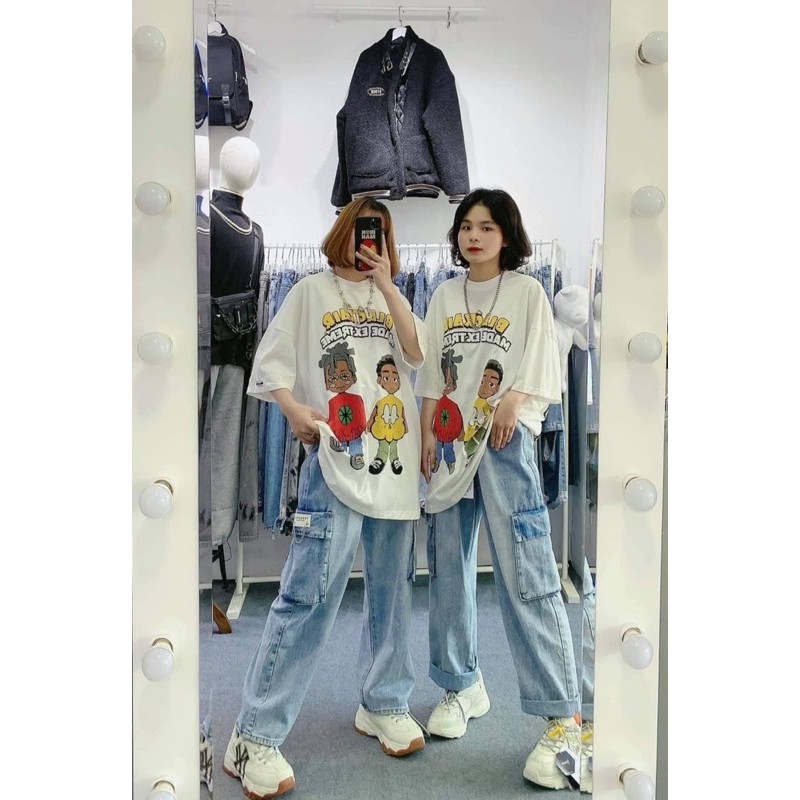 Áo Thun 2 Cậu Bé Unisex, Áo Phông Form Rộng Tay Lỡ