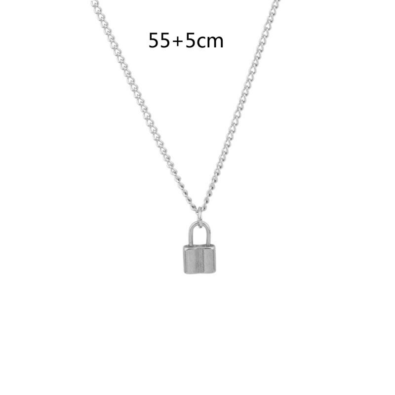 Dây chuyền titan mặt ổ khóa + chìa khóa mini B kiểu dáng thời trang
