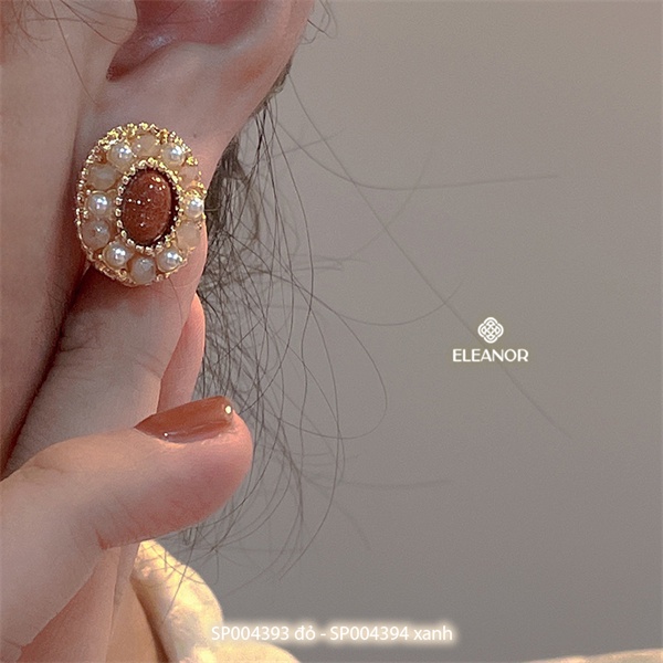 Bông tai nữ đính đá màu Eleanor Accessories chuôi bạc 925 phụ kiện trang sức cổ điển