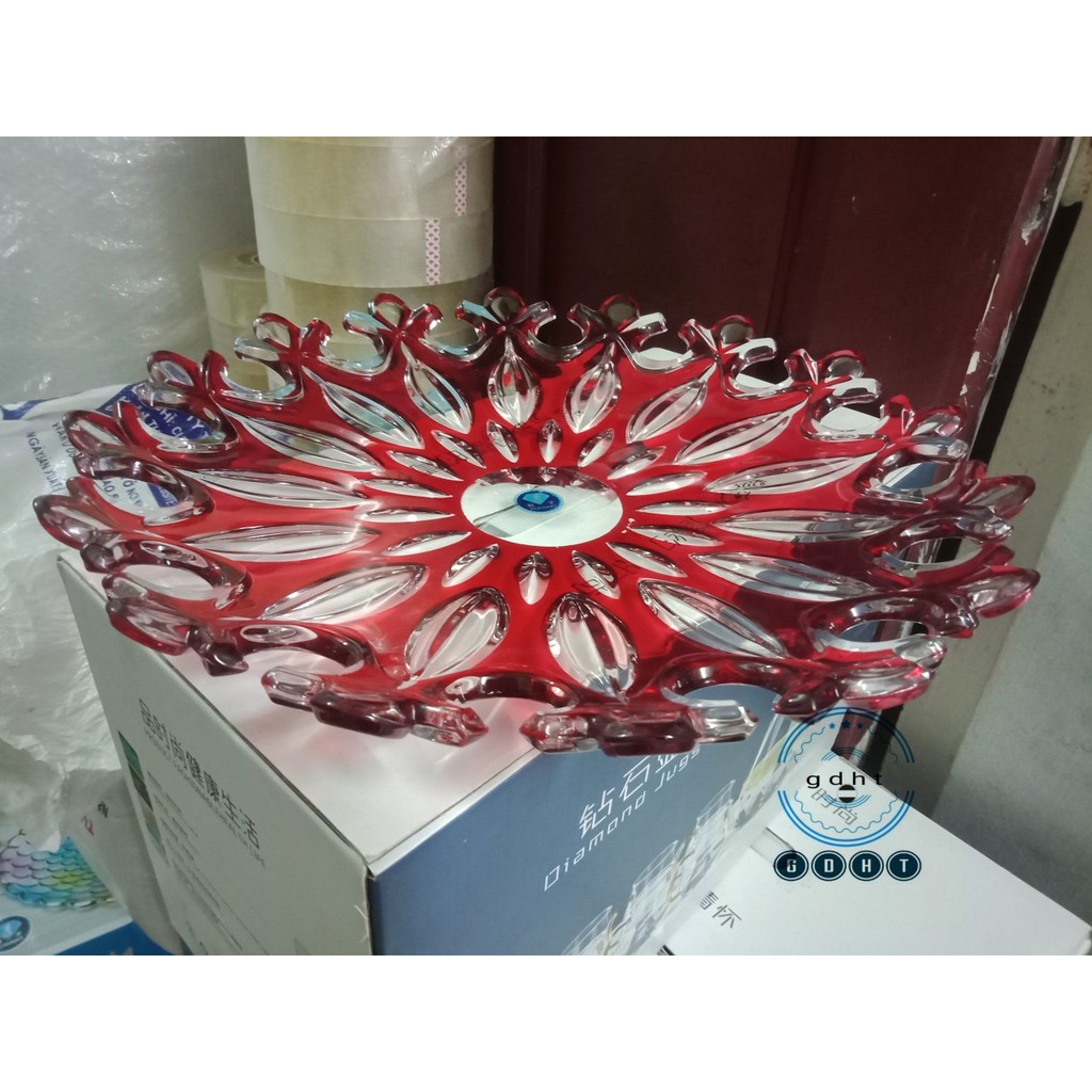 ĐĨA THỦY TINH VÀNG HÌNH HOA  ĐỰNG HOA QUẢ HÀNG ĐẸP GIÁ RẺ