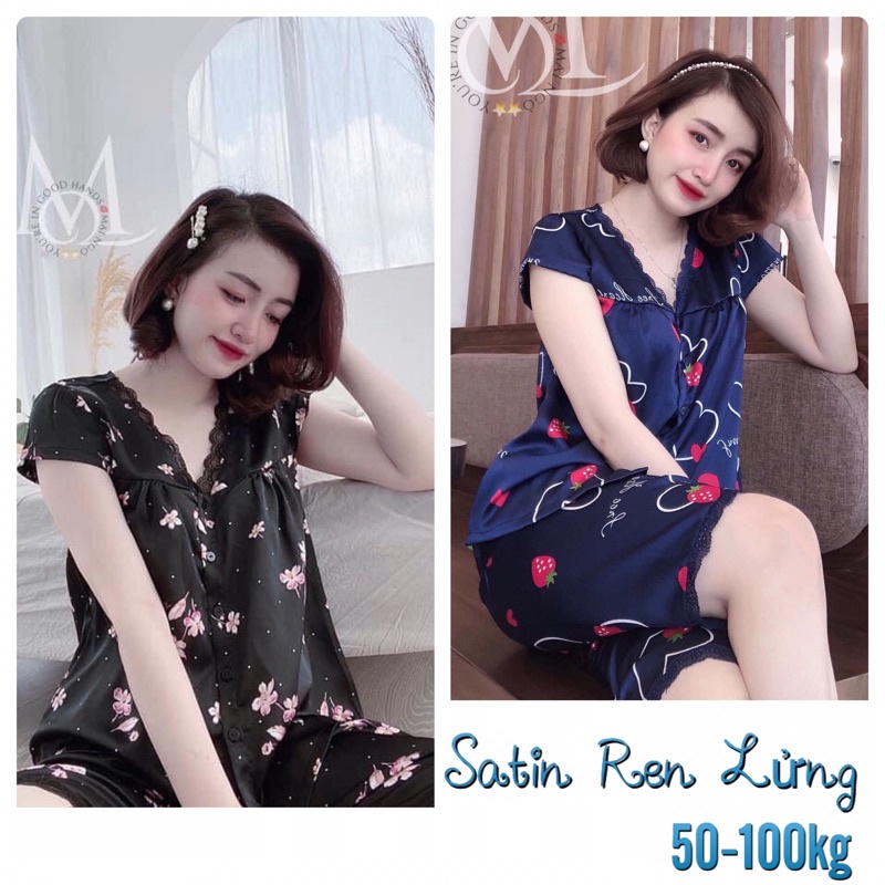 Đồ bộ Lửng bigsize lụa satin phối ren cao cấp