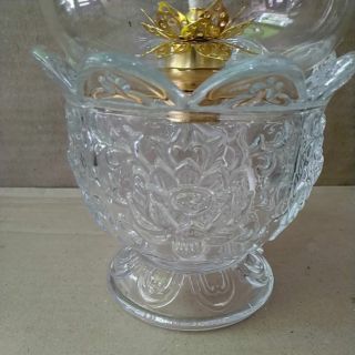 ĐÈN DẦU THỦY TINH HOA SEN NỔI 3D