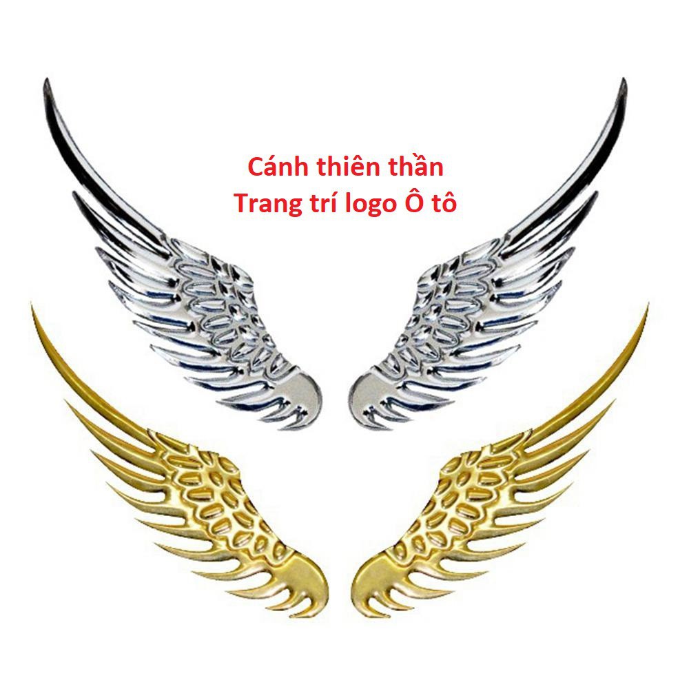 BỘ 2 CÁNH THIÊN THẦN TRANG TRÍ LOGO XE Ô TÔ BẰNG KIM LOẠI CAO CẤP Khôi Nguyên Auto