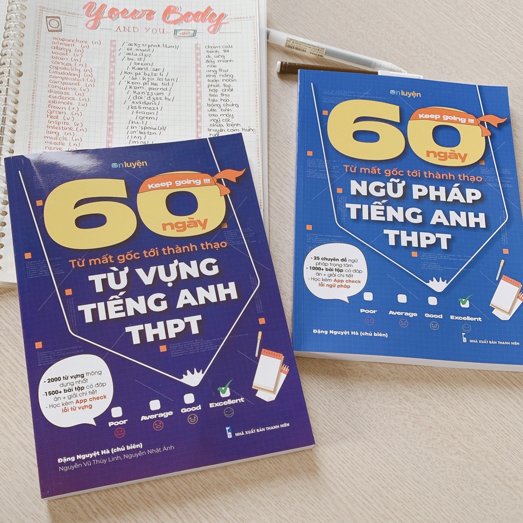 Combo Từ vựng và Ngữ pháp - Sách 60 ngày từ mất gốc tới thành thạo Tiếng Anh THPT - Nhà sách Ôn luyện
