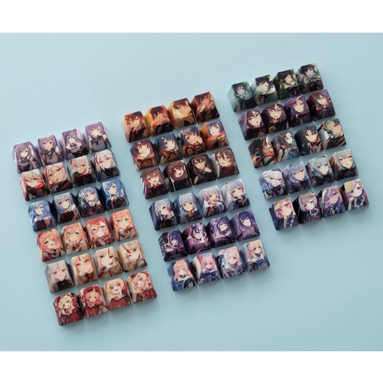 Set 4 nút bàn phím cơ in hình Genshin Impact Oem R4 PBT nhuộm thăng hoa nhiều kiểu tùy chọn