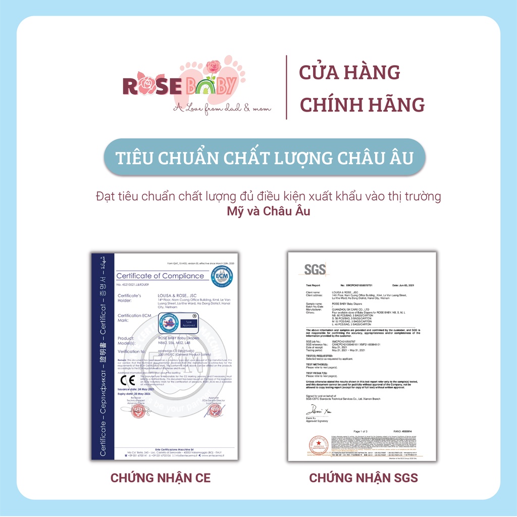 Thùng Bỉm Dán ROSE BABY chống hăm Size S (168 miếng) an toàn cho làn da của bé