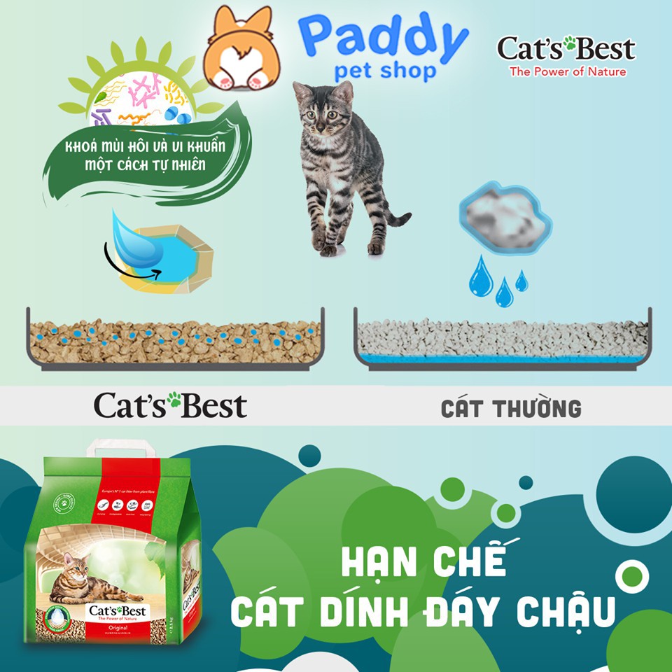 Cát Vệ Sinh Gỗ Cat's Best Cho Mèo Siêu Thấm Hút &amp; Kháng Khuẩn