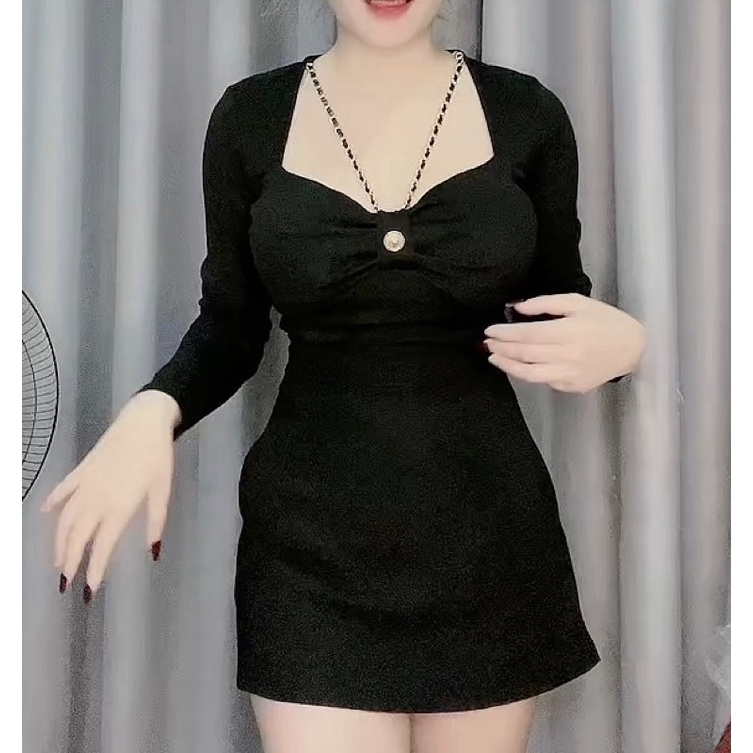 ÁO KIỂU TAY DÀI CỔ VUÔNG PHỐI XÍCH