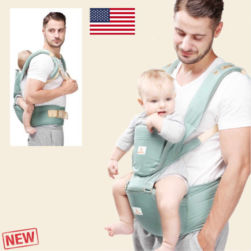 (Mới 2021) Địu cho em bé có túi đựng, chắn nắng gió, hỗ trợ tư thế ngồi HW Xuất Mỹ - Hàng nhập khẩu