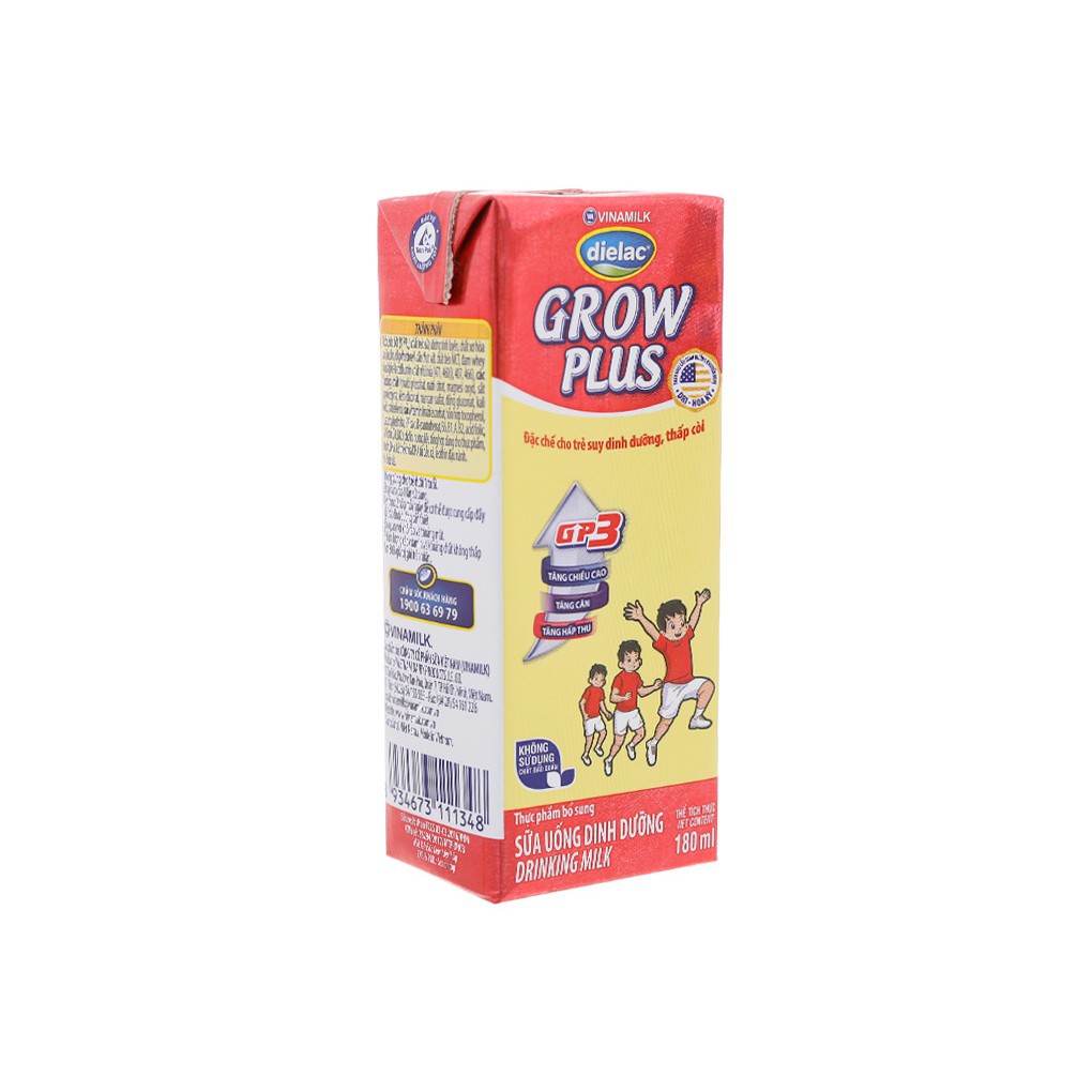 Lốc sữa Dielac Grow Plus đỏ 180ml