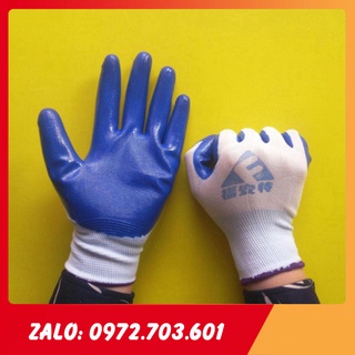 Găng tay sợi PU phủ sơn xanh