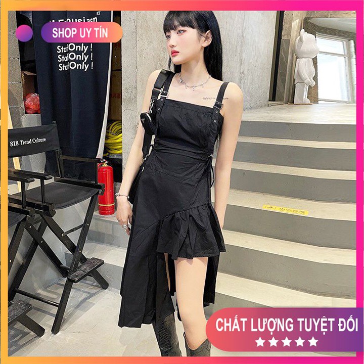 Váy Nữ 💦Váy 2 Dây💦 Freesize-có dây eo điều chỉnh (màu đen) trơn chất đẹp Guuz Mã SET01 | BigBuy360 - bigbuy360.vn