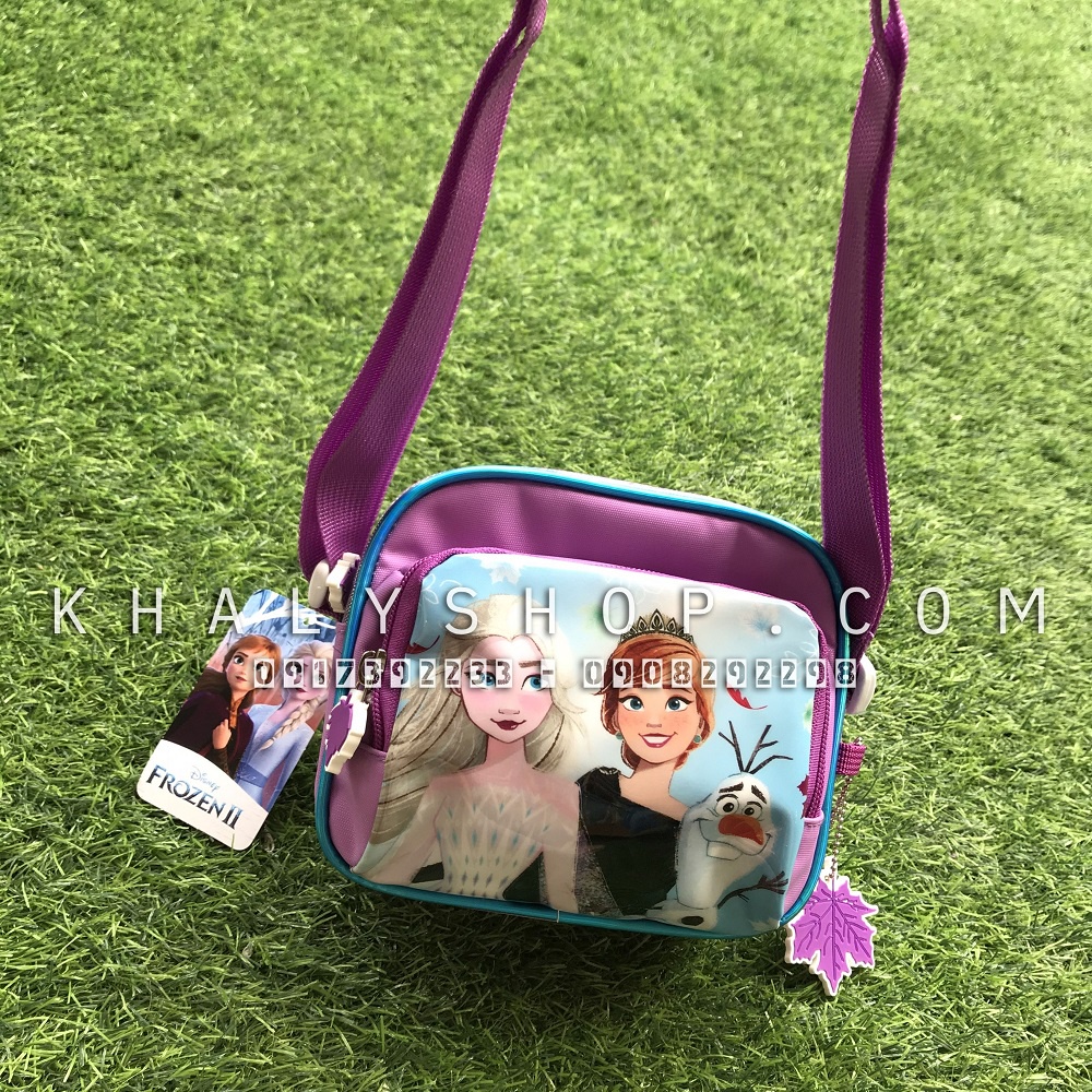 Túi đeo chéo 2 ngăn hình công chúa Anna, Elsa (Frozen 2) màu tím cho bé gái - (Thái Lan) - 17x6x15cm
