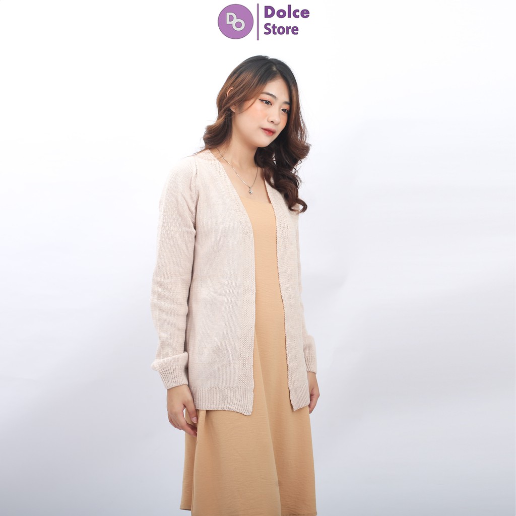 Áo khoác len Cadigan mùa đông dày, không cúc - Dolce