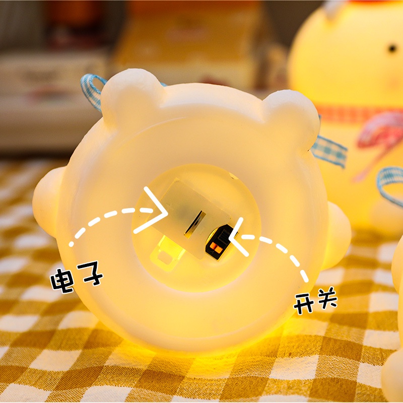 Đèn ngủ gấu nhỏ quàng khăn dễ thương, quà tặng 20/10, quà tặng người yêu