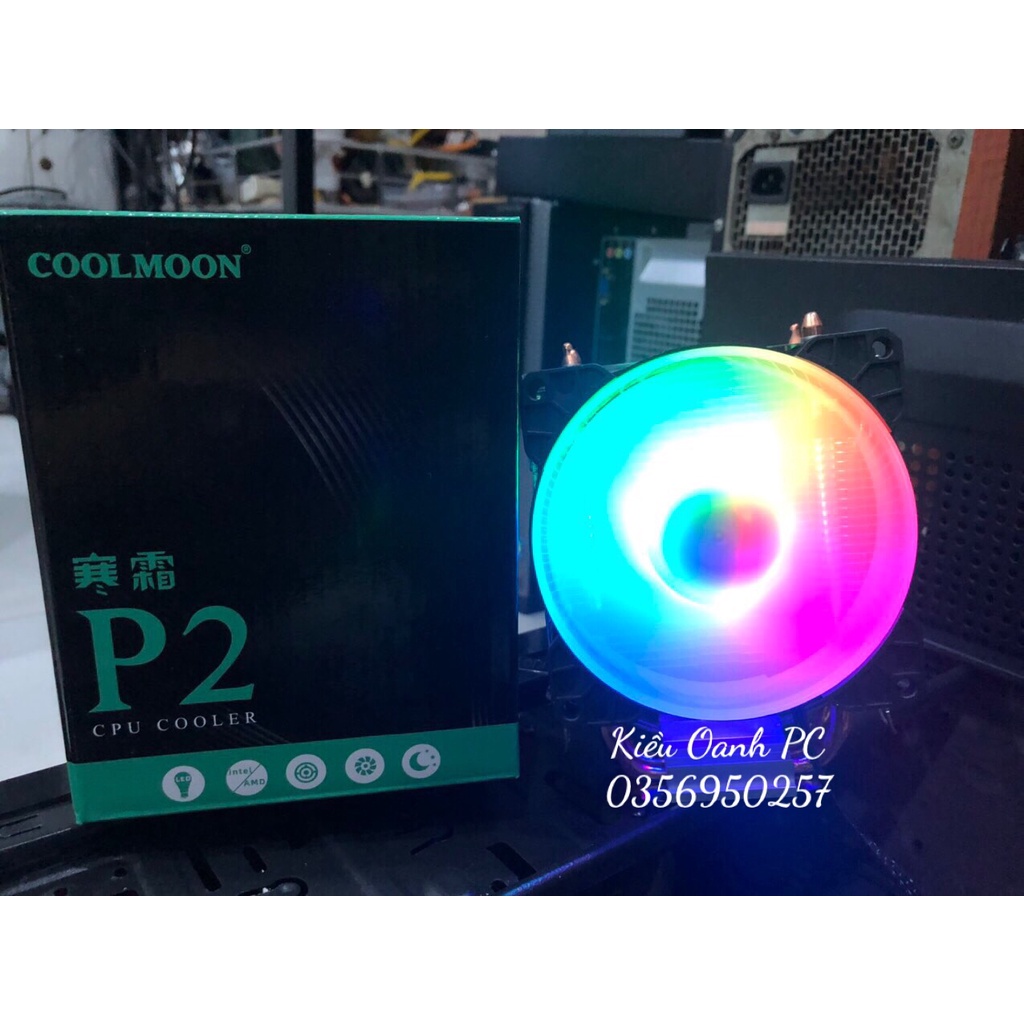Tản Nhiệt Khí,Quạt tản nhiệt, Fan CPU Coolmoon Frost P2 Streamer Edition - Led Nhiều Màu - Dùng cho SK 1200