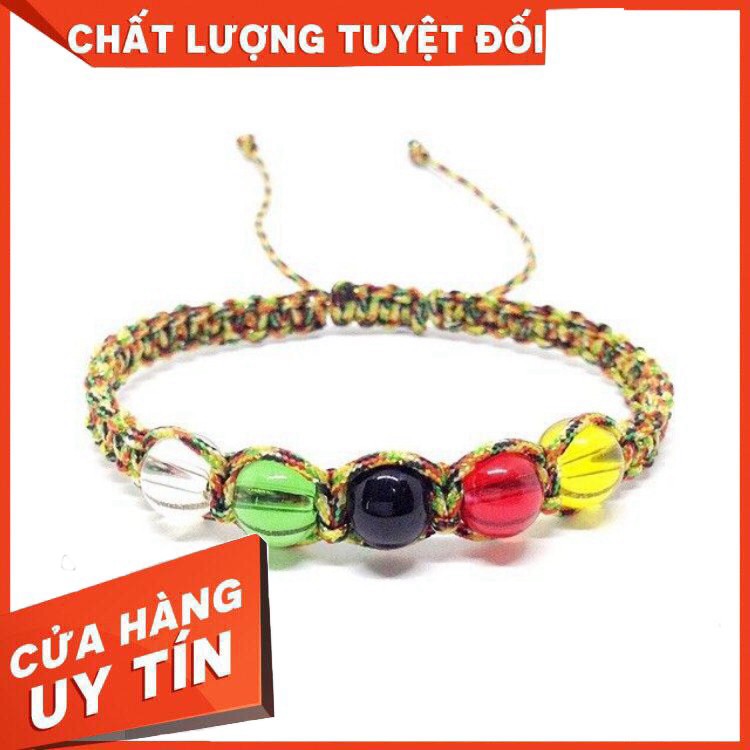 Vòng tay chỉ ngũ sắc kết hợp 5 hạt ngũ sắc nhà Phật bình an may mắn