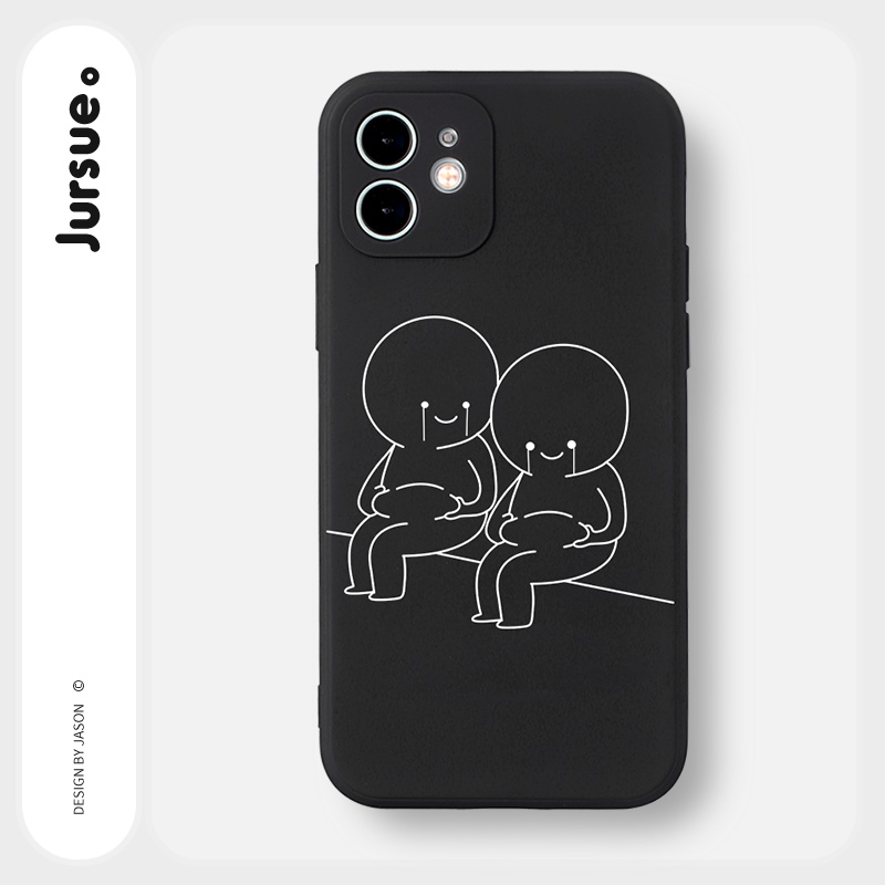 Ốp lưng JURSUE hoạt hình cặp đôi dễ thương đẹp cho iPhone 13 12 11 Pro Max SE 2020 X XR XS ip 8 7 6 6S Plus kute Y169