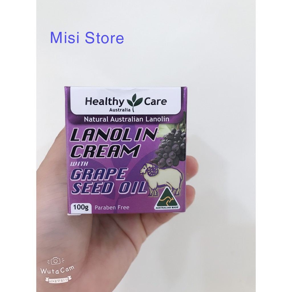 KEM Dưỡng Da mỡ cừu với tinh dầu hạt nho, Healthy care Lanolin cream with Grape seed oil,100g - [CHÍNH HÃNG]