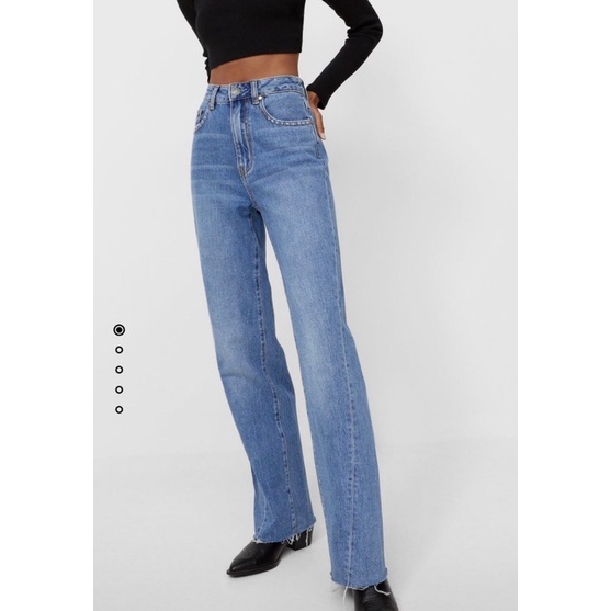 Qyần jeans ống suông dài