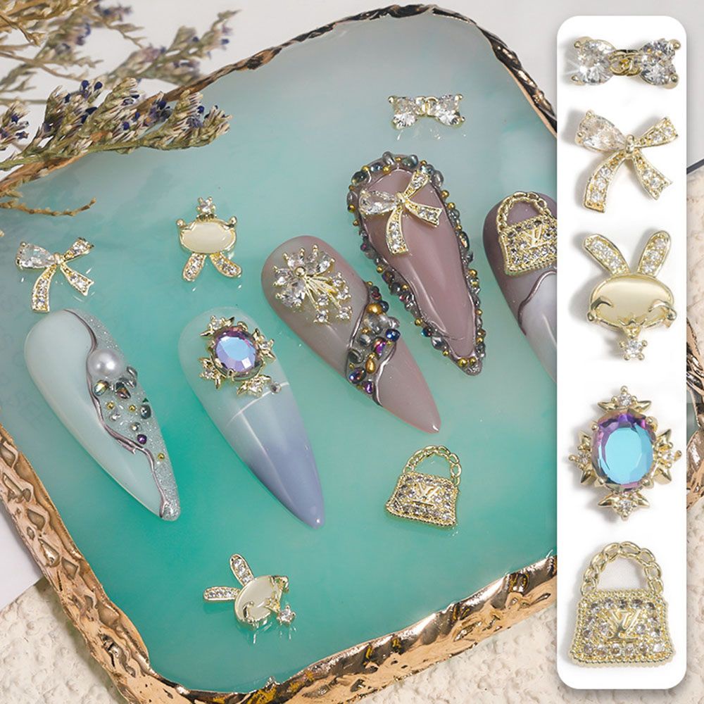 [Hàng mới về] kim cương trang trí móng tay hình nơ / thỏ lấp lánh sang trọng DIY