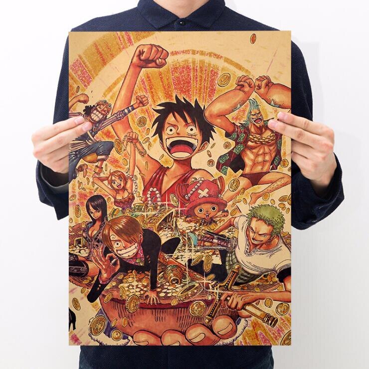 Tranh Giấy kraft Treo Tường Trang Trí In Hình anime one piece