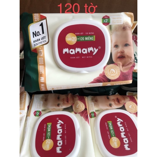 KHĂN ƯỚT MAMAMY 120 TỜ, CÓ NẮP, KHÔNG MÙI/ CÓ MÙI